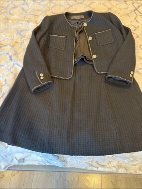 Girls' Black Tweed Two-Piece Jacket & Skirt Set